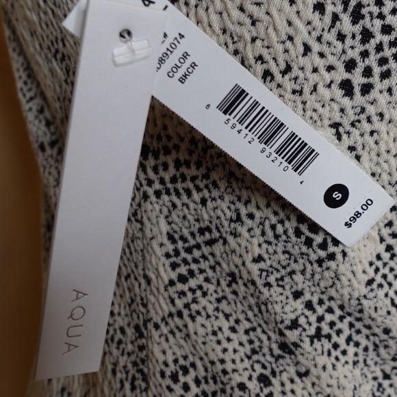 Bloomingdale's Aqua Sleeveless Black/Cream Print  Dress - Picture 6 of 8